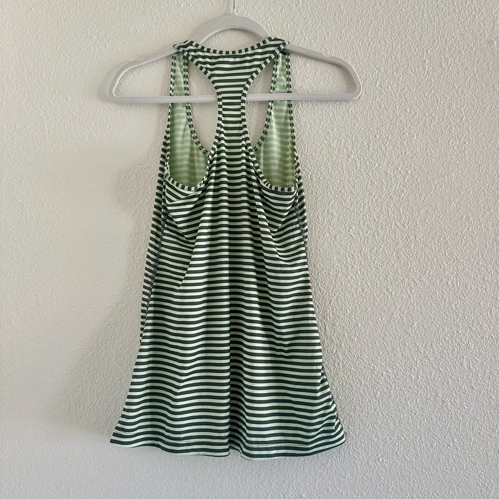 Xersion Long Green Striped Tank Top